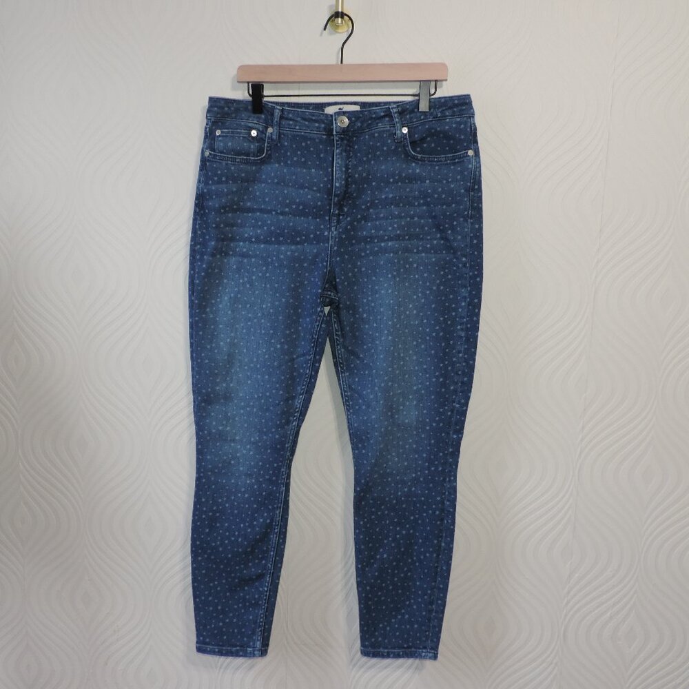 VINEYARD VINES sz 33 High Rise Skinny Stretch Jeans with Tiny Stars Print